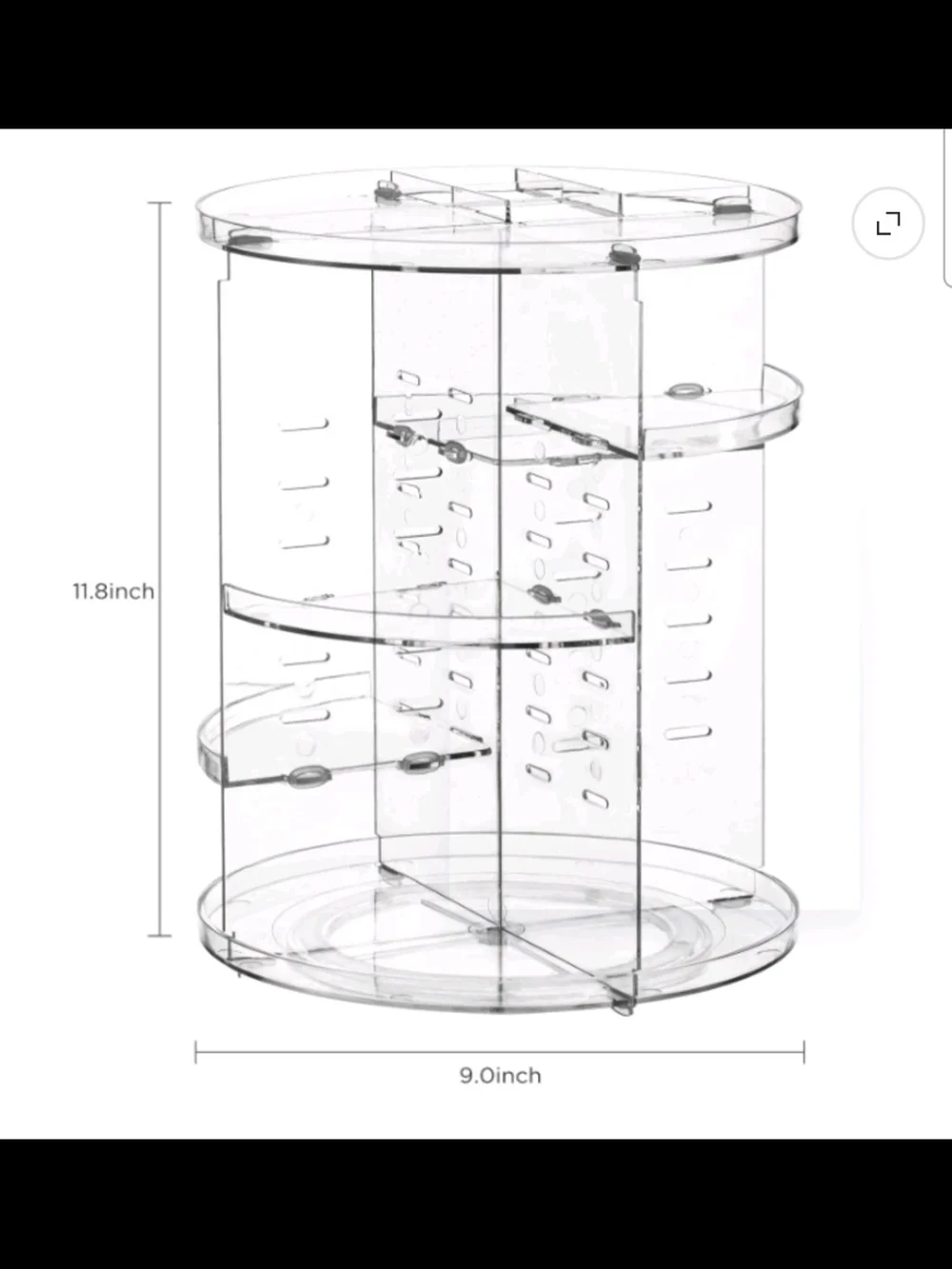 360 Rotating Makeup Organizer Adjustable Carousel Large Capacity Revolving Perfu